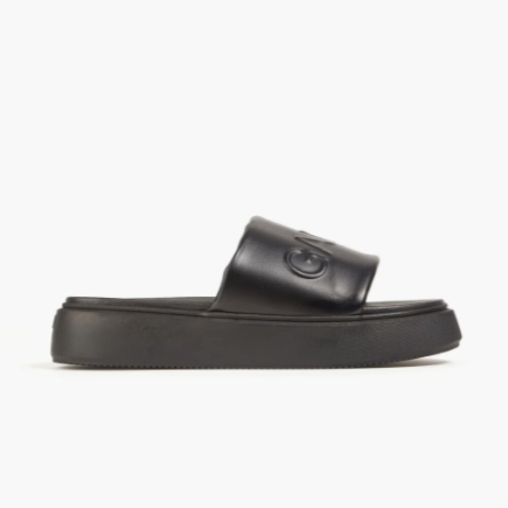 GANNI Embossed Faux Leather Platform Slides